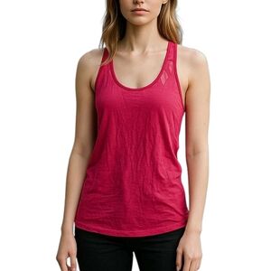 American Eagle Outfitters Hot Pink Racyback Tank Top with Diamond Mesh Back